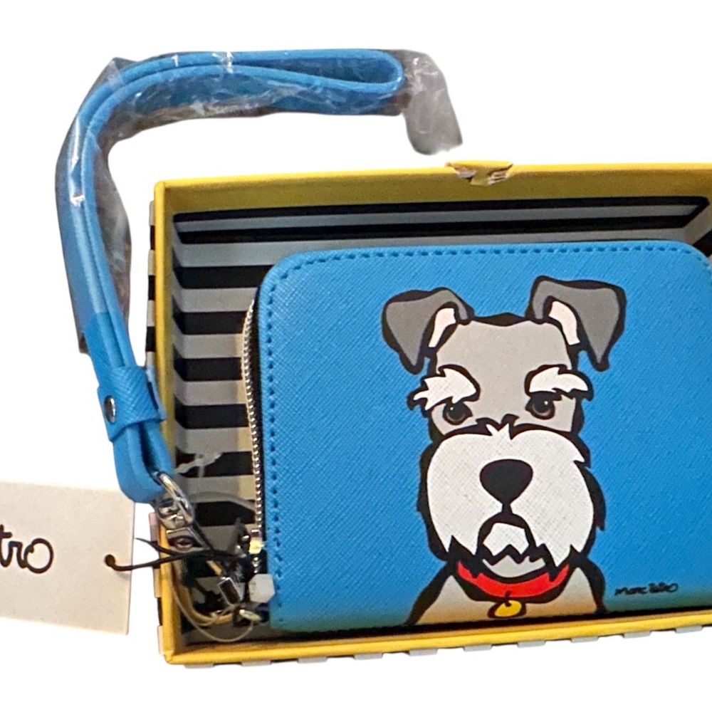 Marc Tetro Blue Schnauzer Print Wristlet